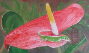 Anthurium with Gecko